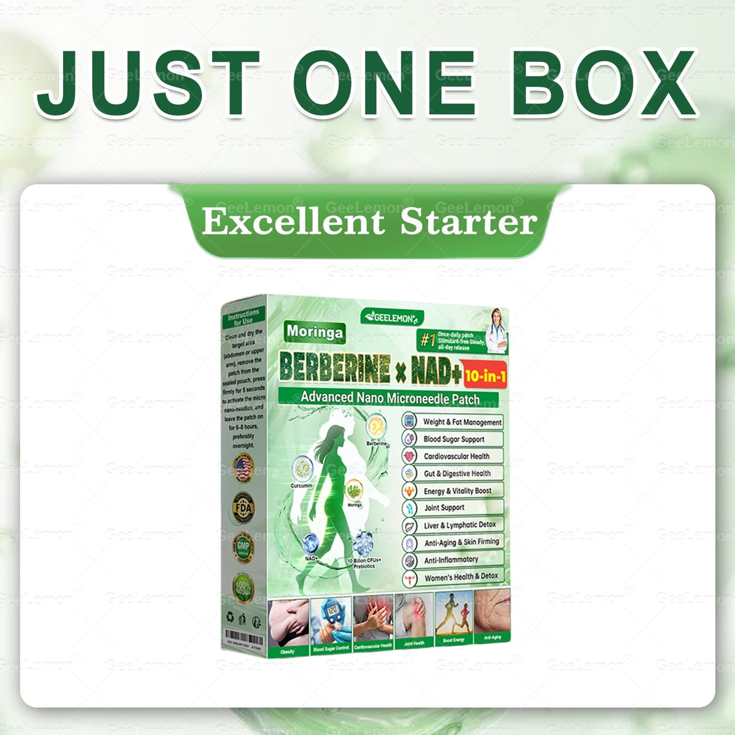 𝐆𝐞𝐞𝐋𝐞𝐦𝐨𝐧® 𝐌𝐨𝐫𝐢𝗻𝗴𝗮 · 𝐁𝐞𝐫𝐛𝗲𝗿𝗶𝗻𝗲 × 𝗡𝗔𝗗+ 𝟏𝟎 𝐢𝐧 𝟏 𝐀𝐝𝐯𝐚𝐧𝐜𝐞𝐝 𝗡𝗮𝗻𝗼 𝗠𝗶𝗰𝗿𝗼𝗻𝐞𝐞𝐝𝐥𝐞 𝐏𝐚𝐭𝗰𝗵 👩‍⚕️(Just once a day, visible changes in 7 days) For obesity, cardiovascular health, diabetes, sleep apnea, thyroid gland, intestinal health, joint problems and more