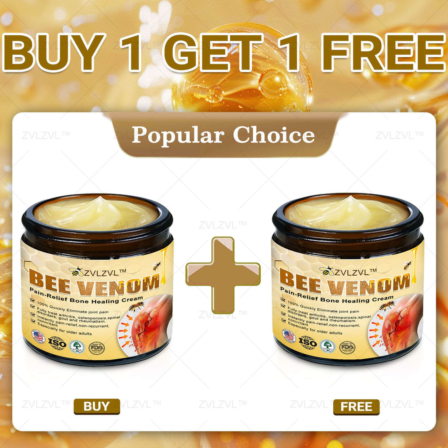 ZVLZVL™ Bee Venom Instant Pain Relief Arthritis Therapy Cream